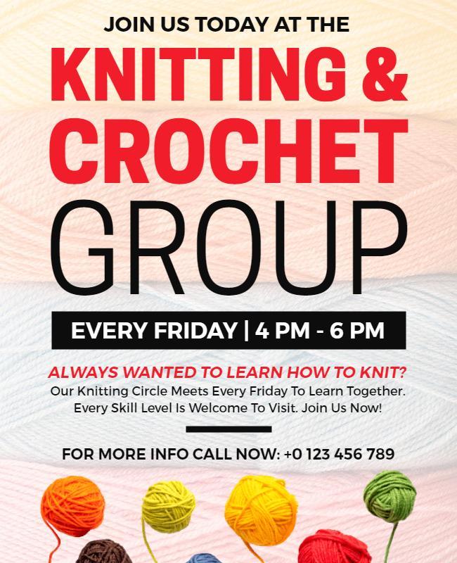 Weekly Knitting and Crochet Group Flyer Template