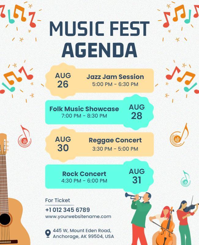 Weekly Music Festival Schedule Flyer Template