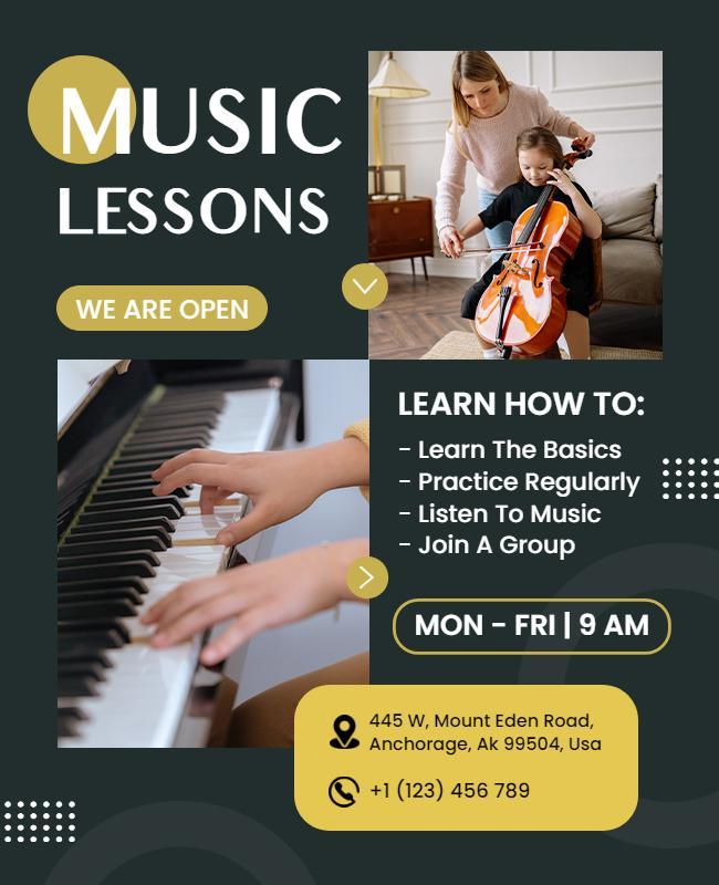 Weekly Music Lessons Promotion Flyer Template