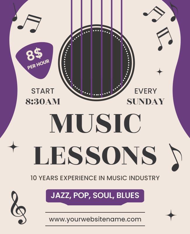 Weekly Music Lessons Promotional Flyer Template