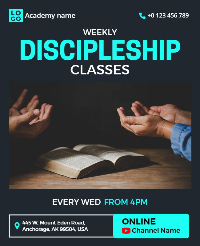 Weekly Online Discipleship Classes Flyer Template