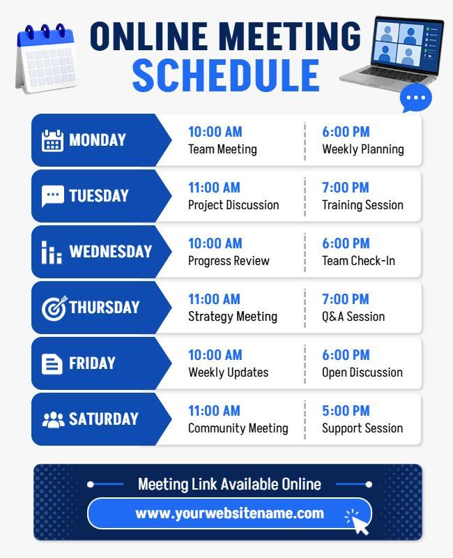 Weekly Online Meeting Schedule Poster Template