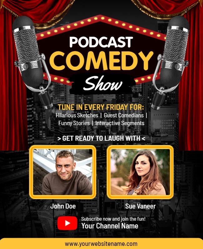 Weekly Podcast Comedy Show Flyer Template