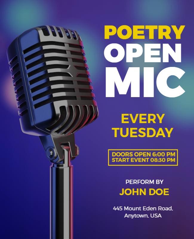 Weekly Poetry Open Mic Night Flyer Template