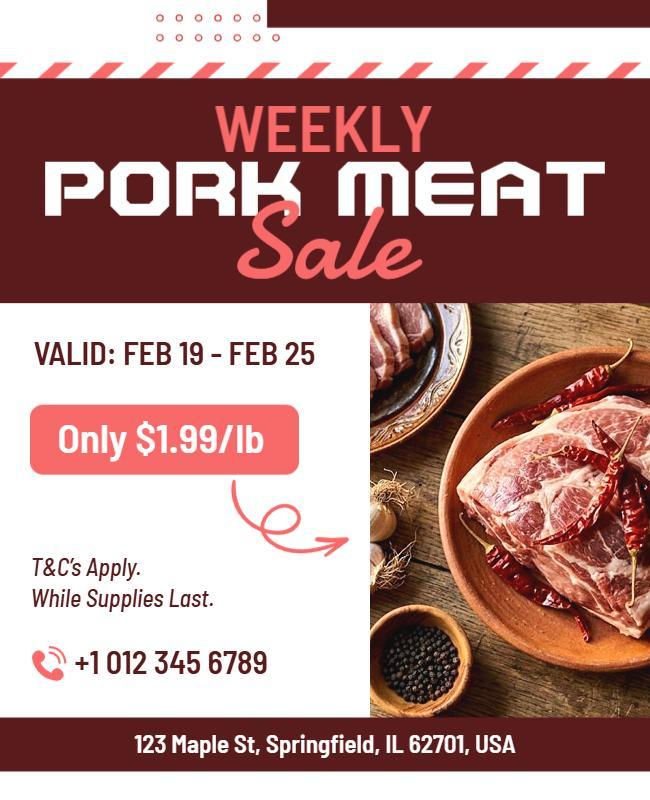 Weekly Pork Meat Sale Promotion Flyer Template