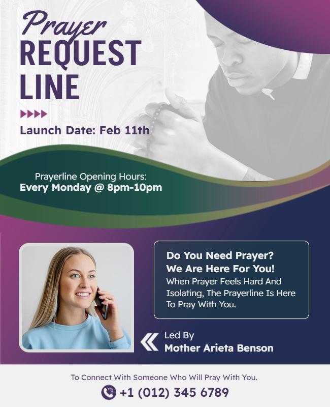 Weekly Prayer Request Line Flyer Template