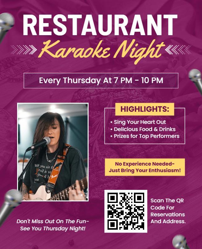 Weekly Restaurant Karaoke Night Event Flyer Template