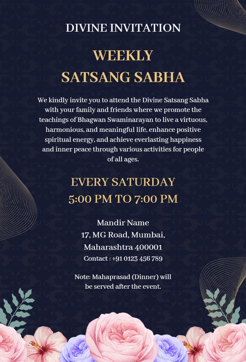 Weekly Satsang Sabha Spiritual Gathering Pooja Invitation Template
