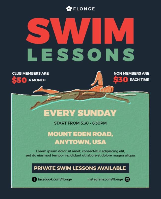 Weekly Swim Lessons Advertisement Flyer Template