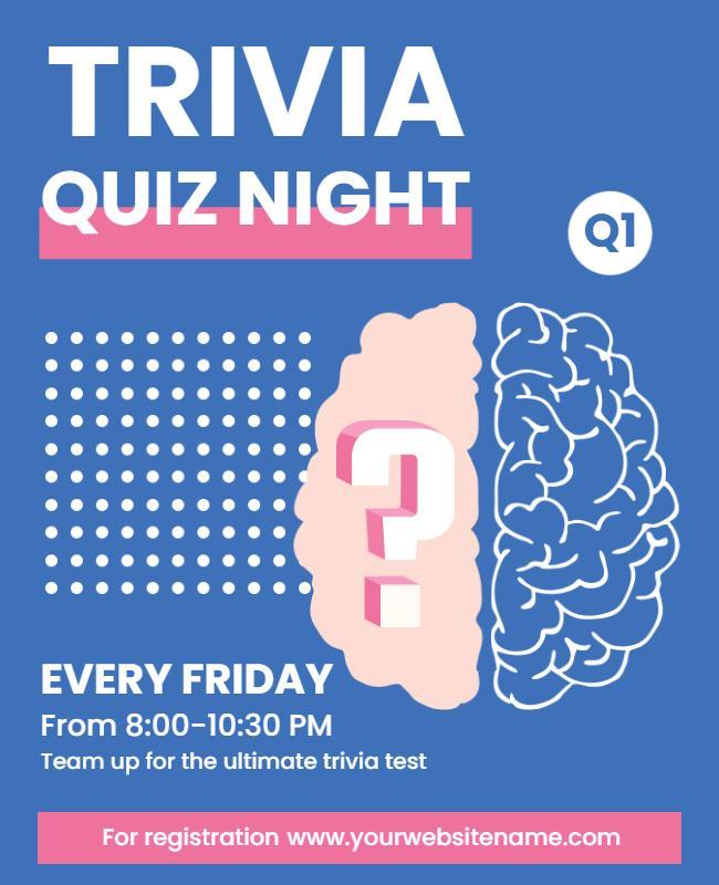 Weekly Trivia Quiz Night Event Flyer Template