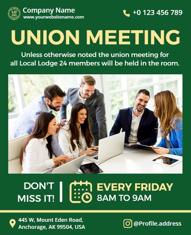 Weekly Union Meeting Announcement Flyer Template