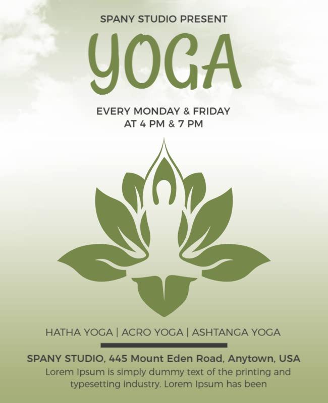 Weekly Yoga Classes Promotional Flyer Template