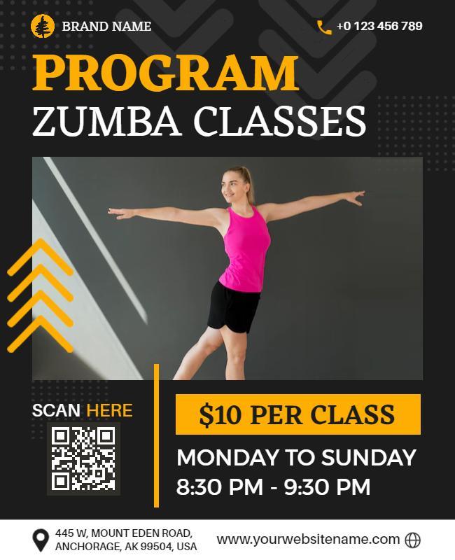 Weekly Zumba Fitness Class Program Flyer Template