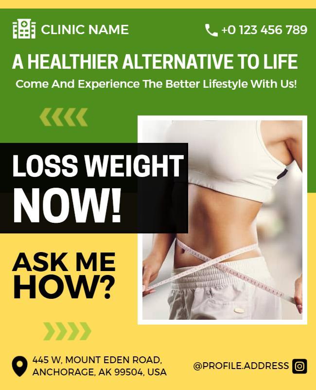 Vibrant Green Weight Loss Health Promotion Flyer Template