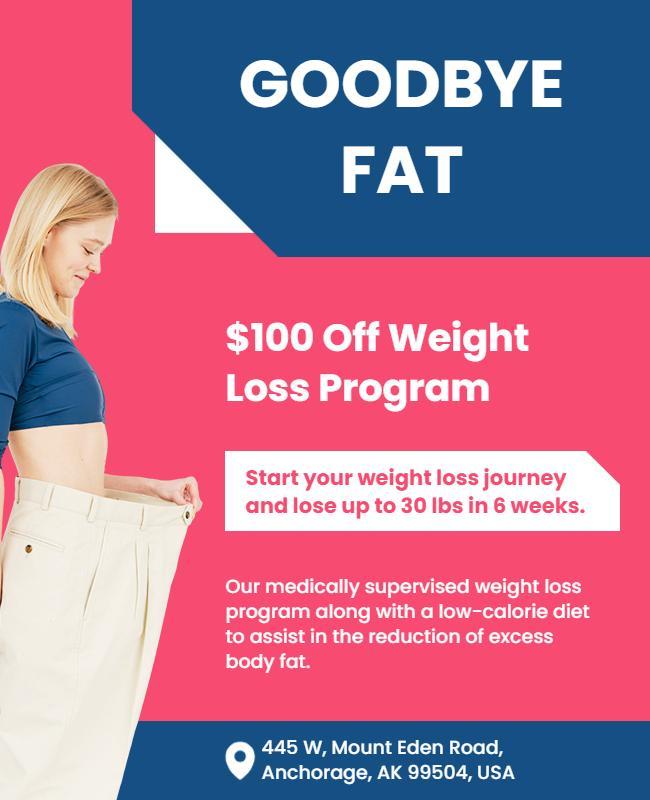 Dynamic Pink Fitness Weight Loss Program Flyer Template