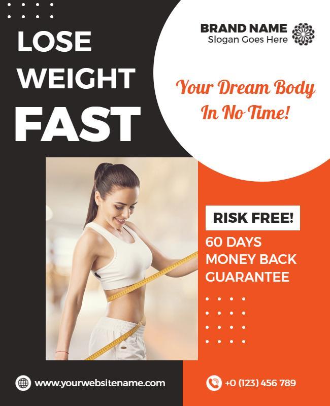 Dynamic Black and White Weight Loss Promotion Flyer Template