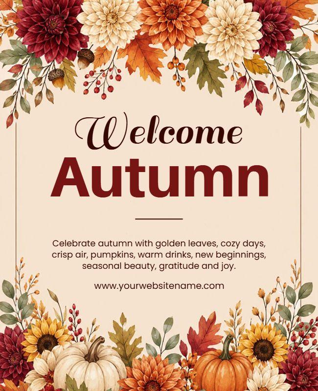 Welcome Autumn Seasonal Celebration Poster Template