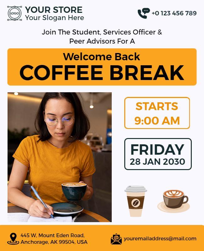 Welcome Back Coffee Break Event Flyer Template