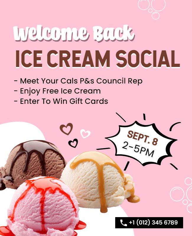 Welcome Back Ice Cream Social Event Flyer Template