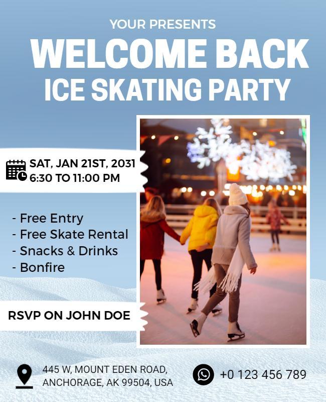 Welcome Back Ice Skating Party Flyer Template