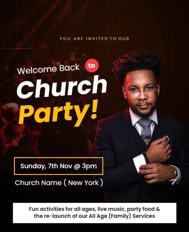 Welcome Back to Church Party Flyer Template