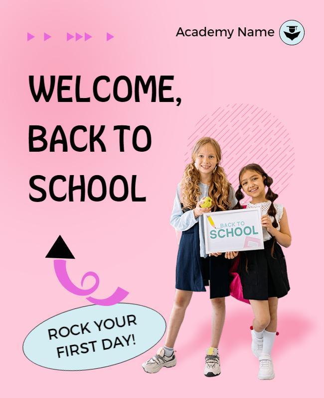 Playful Pink Welcome Back to School Celebration Flyer Template