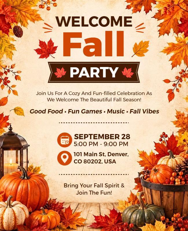 Welcome Fall Party Event Flyer Template