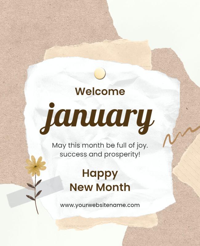 Welcome January New Month Celebration Flyer Template