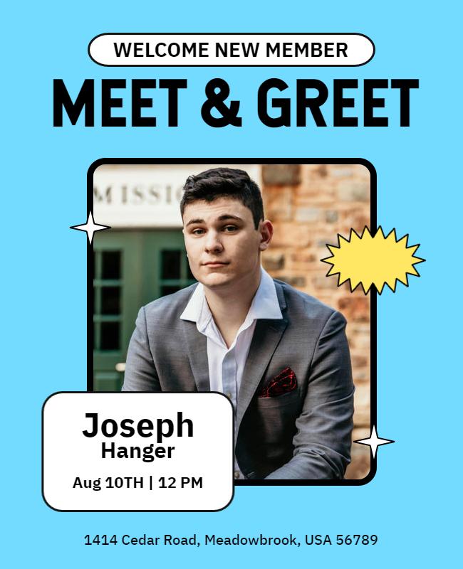 Welcome New Member Meet and Greet Flyer Template