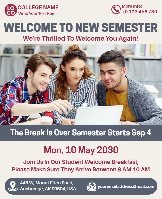 Welcome New Semester College Event Flyer Template