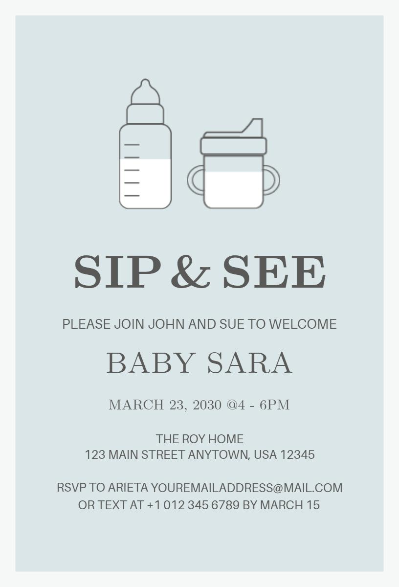 Welcoming Baby Sara Sip & See Celebration Invitation Template