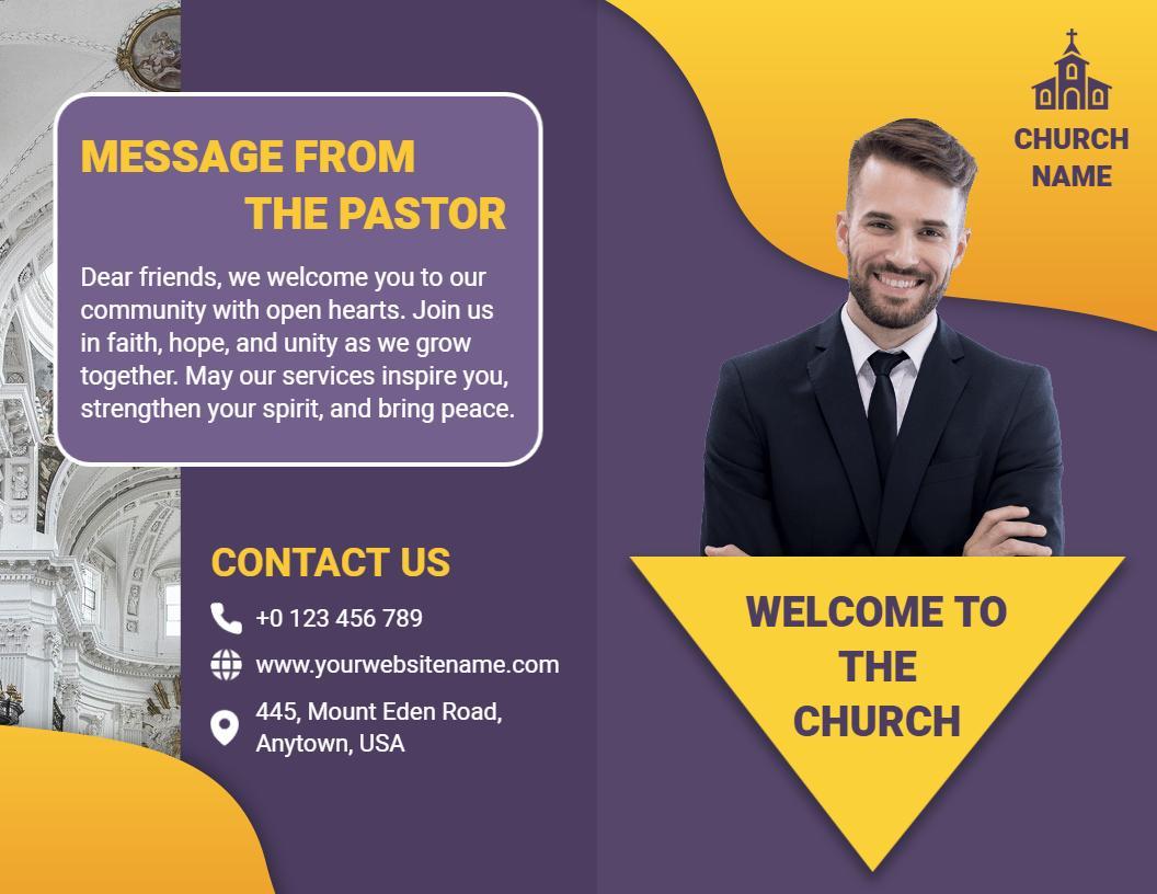 Welcoming Church Community Faith and Worship Brochure Template