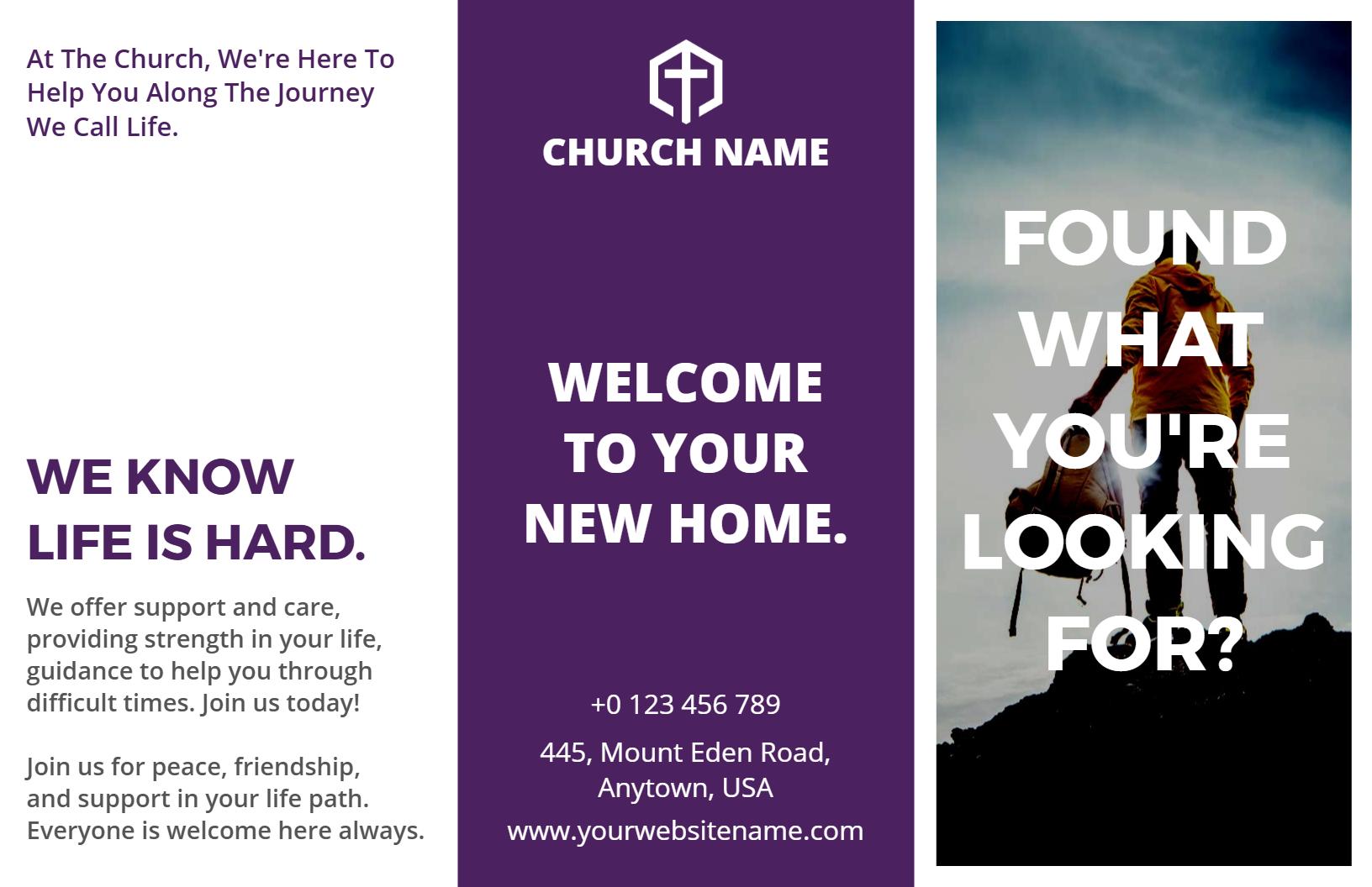 Welcoming Community Support and Guidance Church Brochure Template