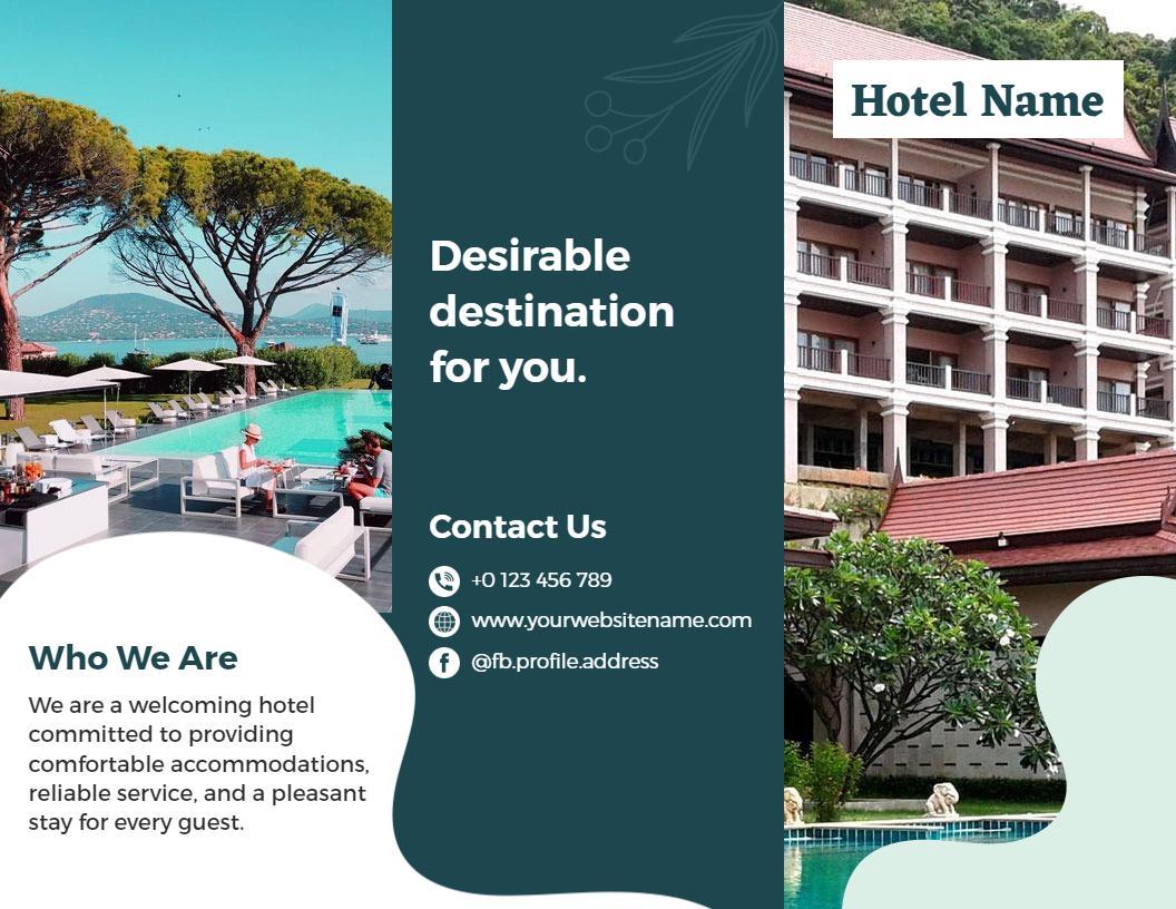 Welcoming Hotel Amenities and Services Tri Fold Brochure Template