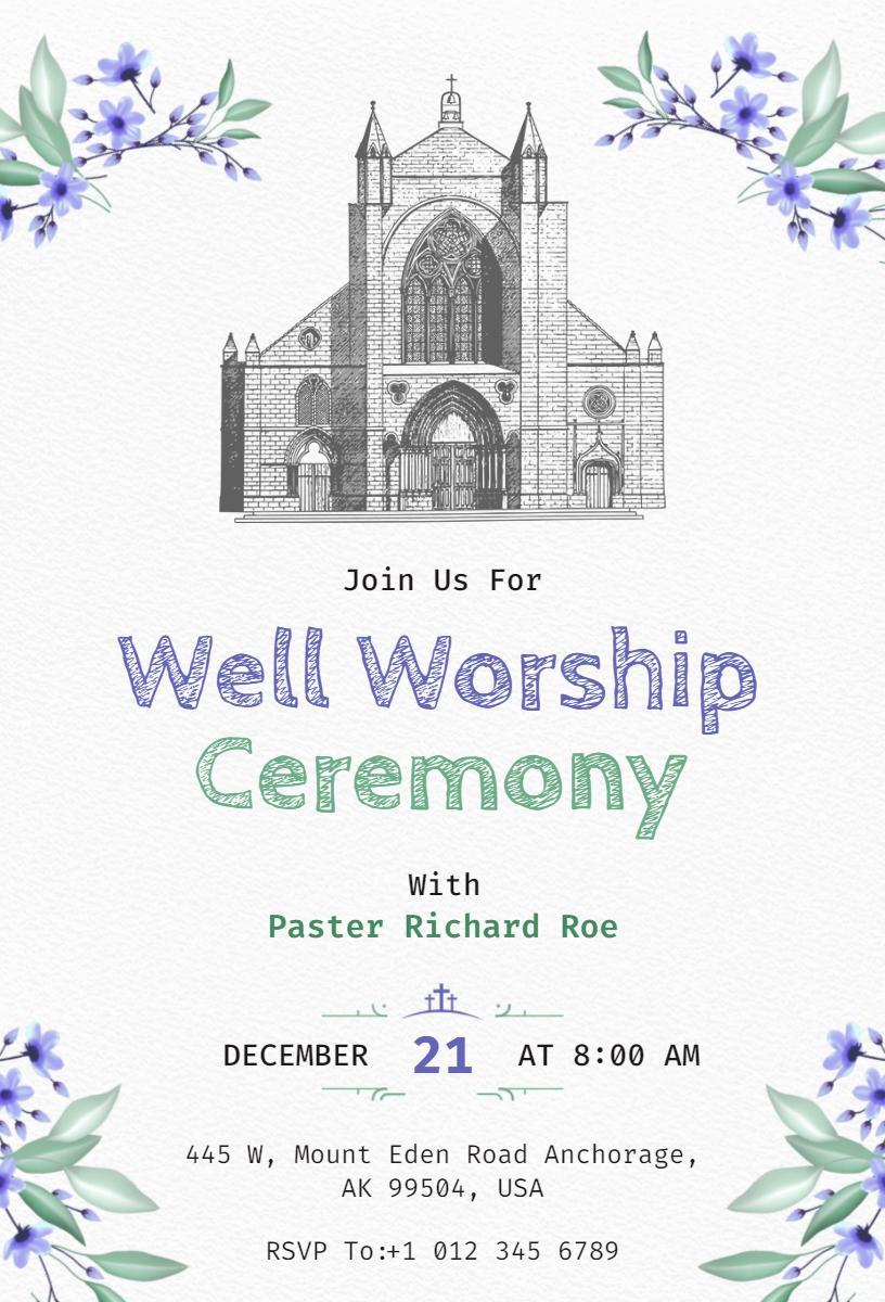 Well Worship Ceremony Church Event Invitation Template