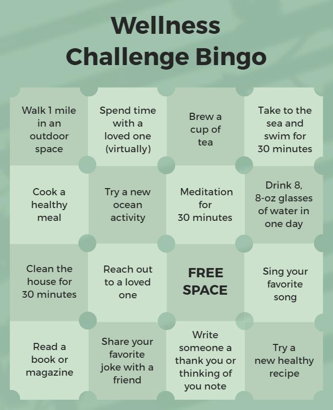 Wellness Challenge Bingo Activity Flyer Template