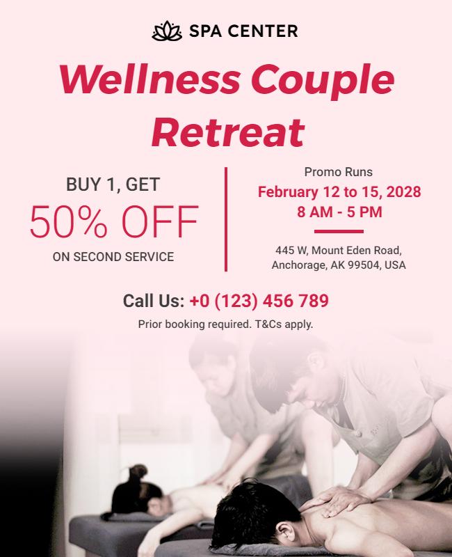 Wellness Spa Couple Retreat Flyer Template