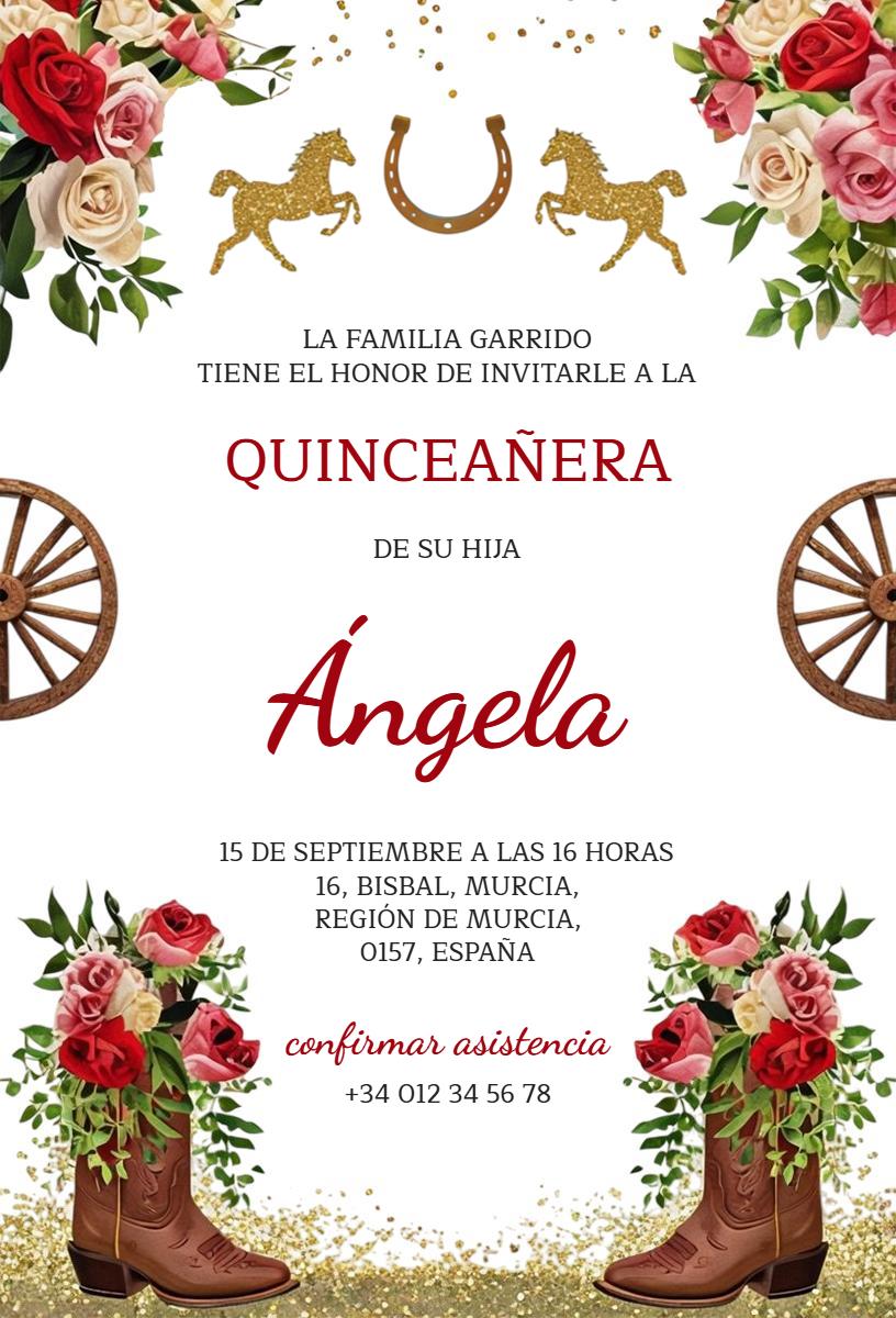 Western Chic Quinceanera Celebration Country Style Invitation Template