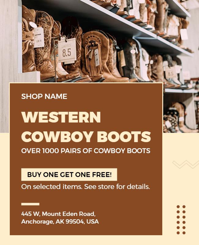 Western Cowboy Boots Promotion Flyer Template