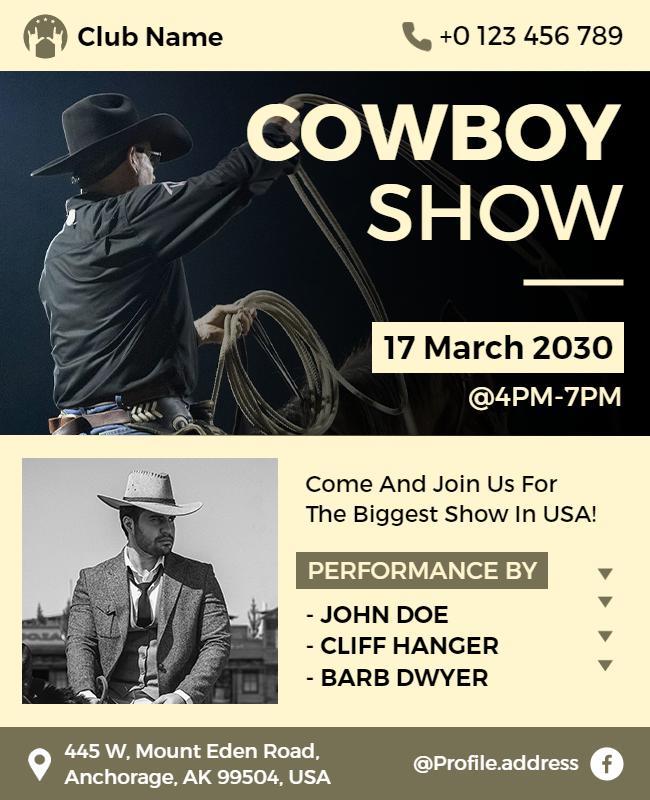 Western Cowboy Performance Show Flyer Template