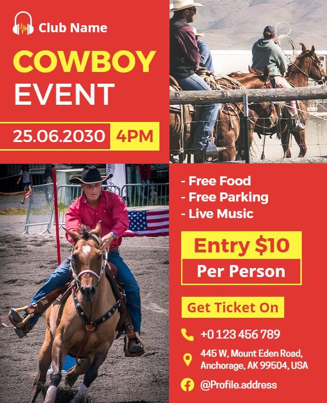 Western Cowboy Riding Competition Flyer Template