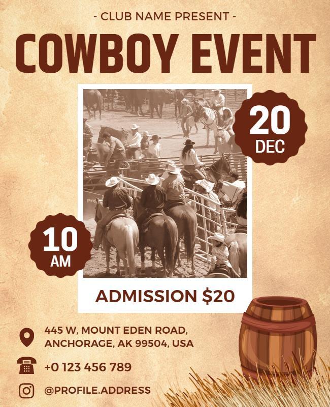 Western Cowboy Riding Event Flyer Template