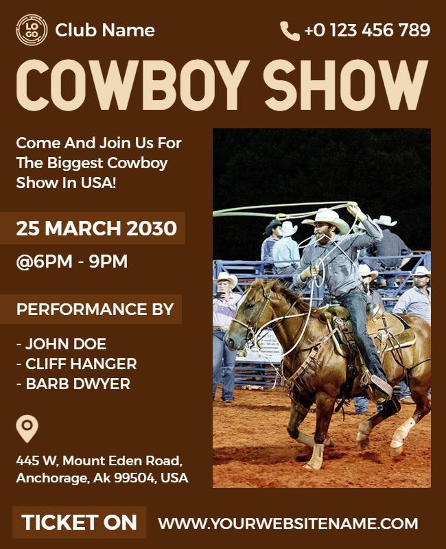 Western Cowboy Show Event Flyer Template