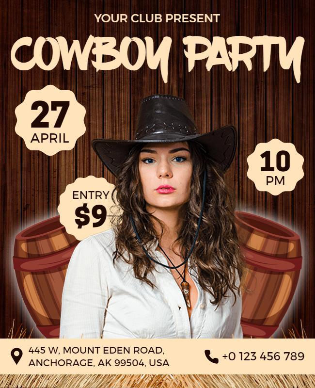 Western Cowboy Theme Party Flyer Template