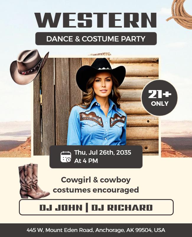 Western Dance and Costume Party Flyer Template