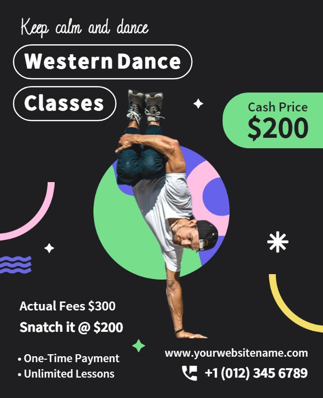 Western Dance Classes Promotional Flyer Template