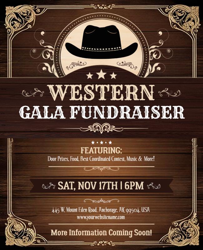 Western Gala Fundraiser Event Flyer Template