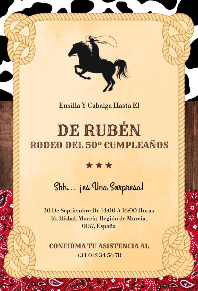 Western Rodeo 50th Birthday Celebration Invitation Template