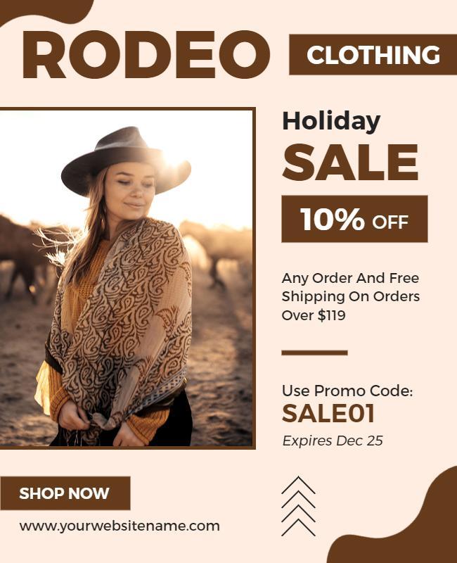 Western Rodeo Clothing Holiday Sale Flyer Template