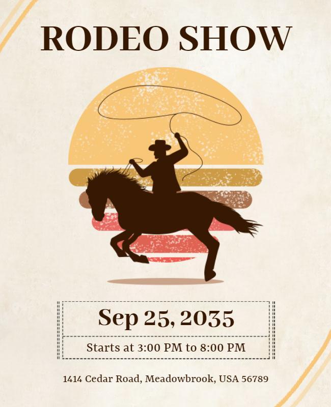 Rustic Yellow Rodeo Show on Horseback Flyer Template